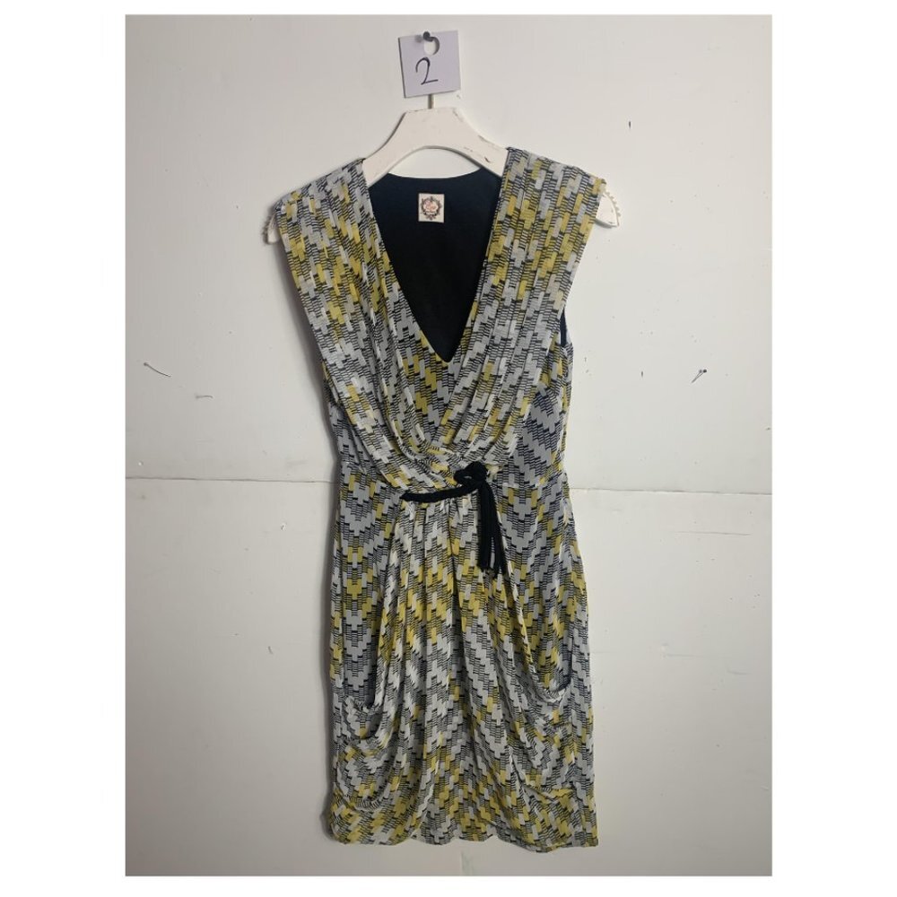 Anthropologie Eva Franco Mini Sleeveless Gray and Yellow Dress